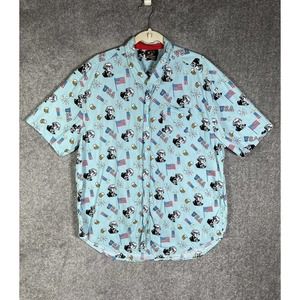 Staghorn River USA George Washington Flag Button Up‎ Shirt Mens XXL Blue Pocket
